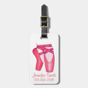 Personalised Pink Ballet Toe Pointe Shoes Dance Luggage Tag