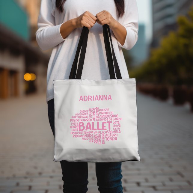Personalised Pink Ballet Typography Tote Bag (Creator Uploaded)
