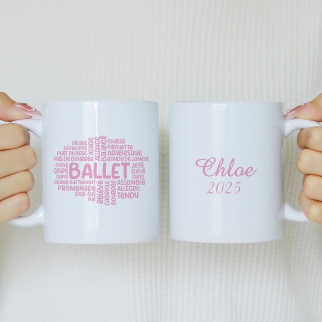 Personalised Pink Ballet Typrography Mug (Creator Uploaded)