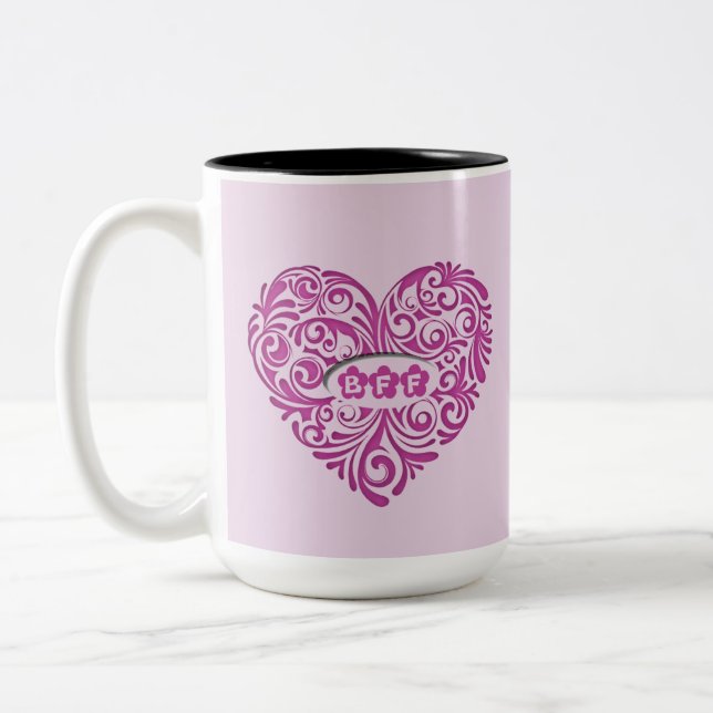 Personalised Pink BFF Heart Mug (Left)