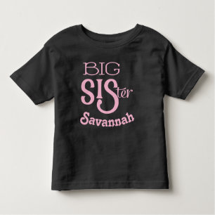 Personalised Pink BIG Sister Curved Smaller Text Toddler T-Shirt