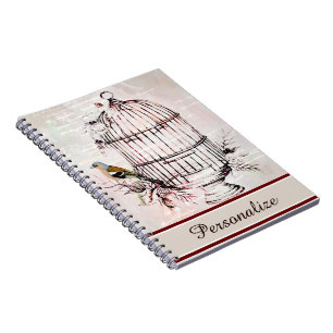 Personalised pink birdcage notebook