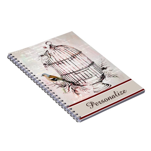 Personalised pink birdcage notebook (Right Side)