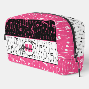 Personalised pink, black and white music design dopp kit