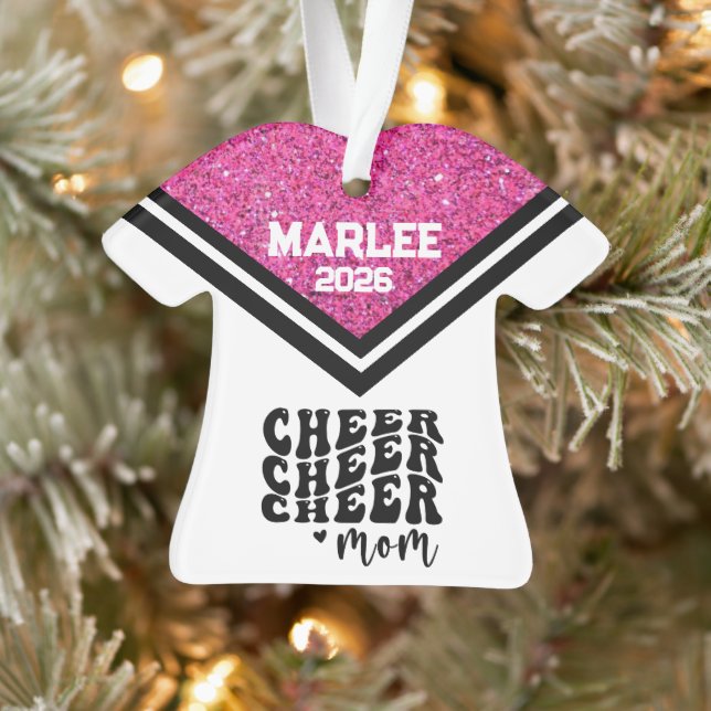 Personalised Pink & Black Cheer Mum Ornament  (Tree)