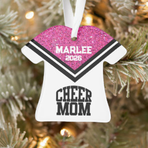 Personalised Pink & Black Cheer Mum Ornament