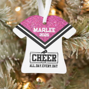 Personalised Pink & Black Cheer Mum Ornament