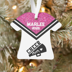 Personalised Pink & Black Cheer Mum Ornament 