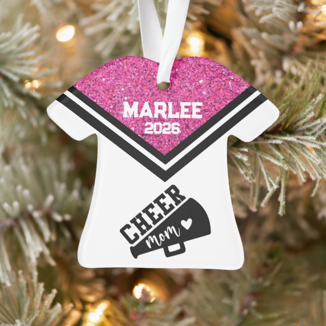 Personalised Pink & Black Cheer Mum Ornament  (Tree)
