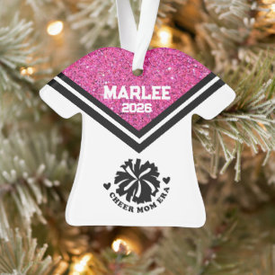 Personalised Pink & Black Cheer Mum Ornament