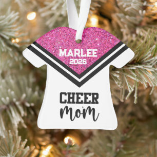 Personalised Pink & Black Cheer Mum Ornament