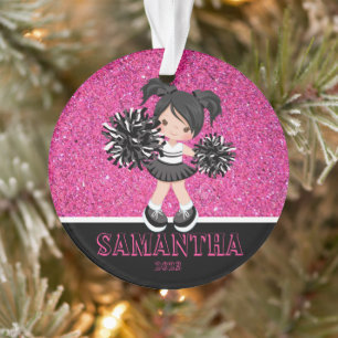 Personalised Pink & Black Cheerleading Ornament 