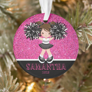 Personalised Pink & Black Cheerleading Ornament 