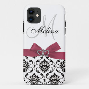 Personalised Pink Black Damask iPhone 5 Case-Mate iPhone 11 Case