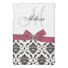Personalised Pink Black Damask Monogram
