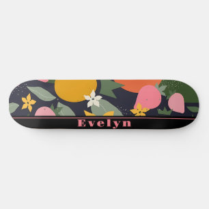Personalised Pink Black Girly Flower Skateboard