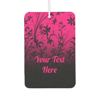 Personalised Pink & Black Ombre Floral Car Air Freshener