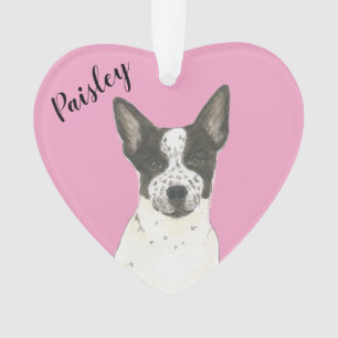Personalised Pink Black White Cattledog Heeler Ornament