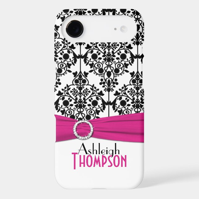 Personalised Pink, Black, White Damask S3 Case (Back)