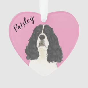 Personalised Pink Black White English Springer Ornament