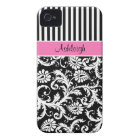 Personalised Pink, Black, White Striped Damask