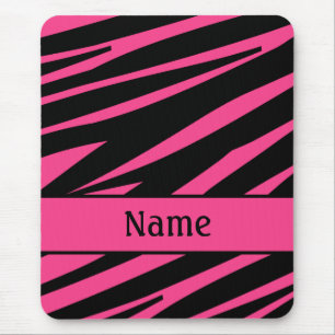 Personalised Pink Black Zebra Print Mousepad