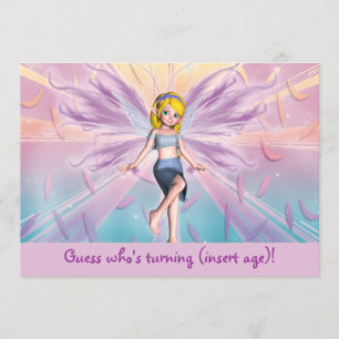 Personalised pink blonde fairy birthday invitation