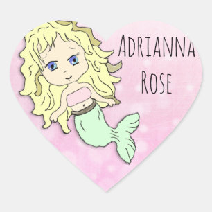 Personalised Pink Blonde Mermaid Stickers