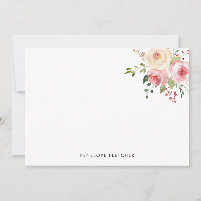 Personalised Pink Blooms Modern Watercolor Floral Card (Front)