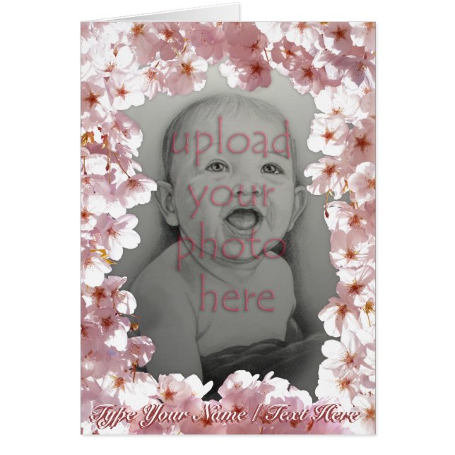 Personalised Pink Blossom Card Pink Flowers Card (Front)