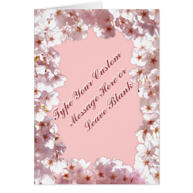 Personalised Pink Blossom Card Pink Flowers Card (Front)