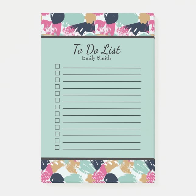 Personalised Pink Blue Black Lined To Do List Post-it Notes (Front)
