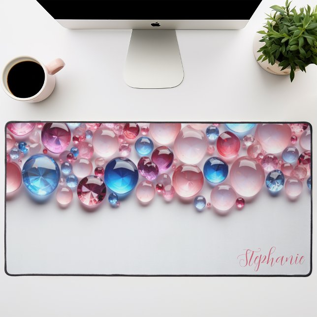 Personalised Pink & Blue Gemstone Desk Mat (Creator Uploaded)
