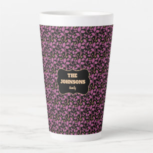 Personalised Pink Botanical Family name design Latte Mug