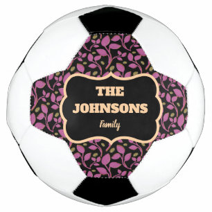 Personalised Pink Botanical Family name design Soccer Ball