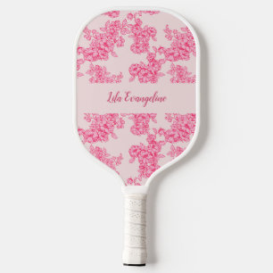 Personalised Pink Botanical Floral French Country Pickleball Paddle