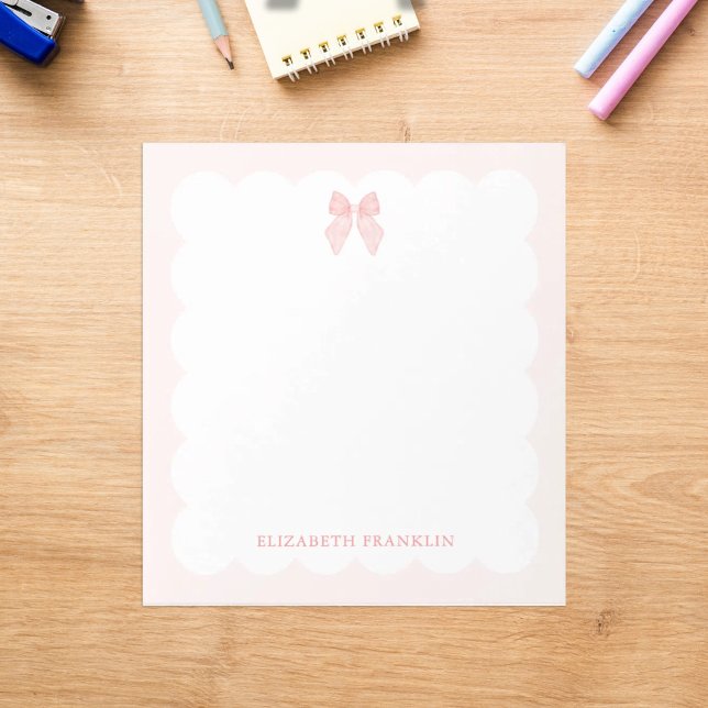 Personalised Pink Bow Bow Coquette Aesthetic Notepad (Creator Uploaded)