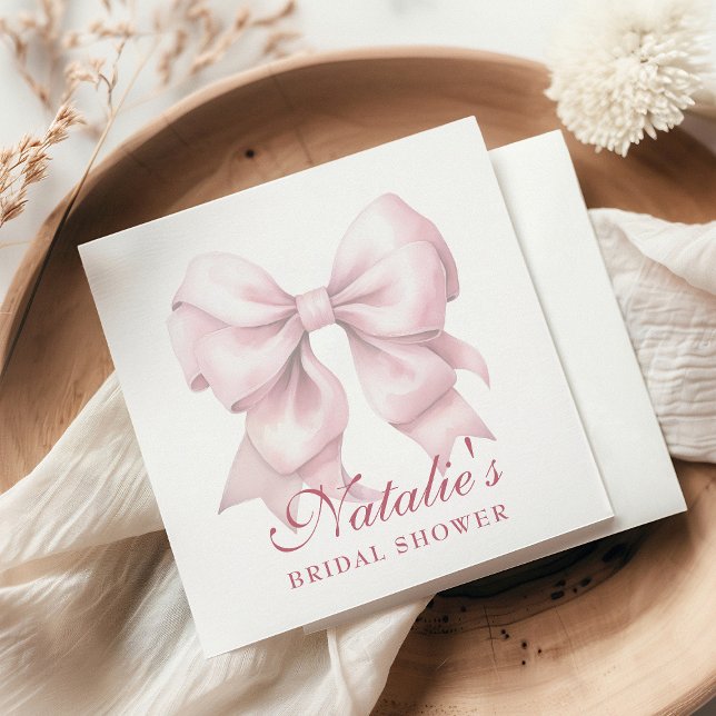 Personalised Pink Bow Bridal Shower Fancy Napkin (Creator Uploaded)