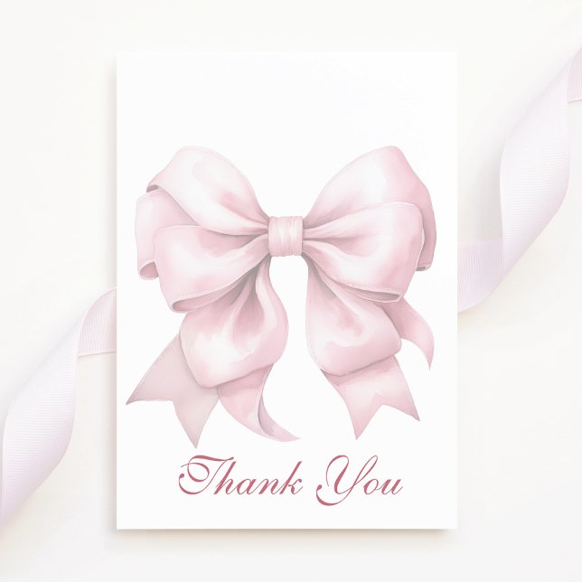 Personalised Pink Bow Bridal Shower Thank You Card (Creator Uploaded)