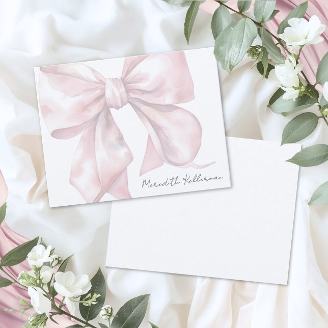 Personalised Pink Bow Card (Personalized Pink Bow Note Card)