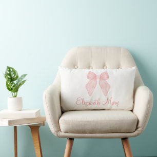 Personalised Pink Bow coquette aesthetic Baby Lumbar Cushion