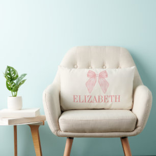 Personalised Pink Bow coquette aesthetic Kids Lumbar Cushion