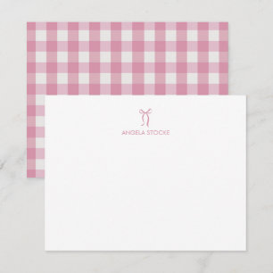 Personalised Pink Bow Gingham Card