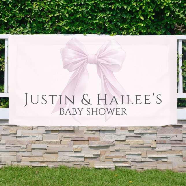 Personalised Pink Bow Girl Coquette Baby Shower Banner (Creator Uploaded)
