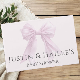 Personalised Pink Bow Girl Coquette Baby Shower Guest Book