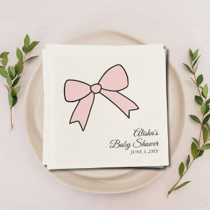 Personalised Pink Bow Girly Baby Shower Napkins