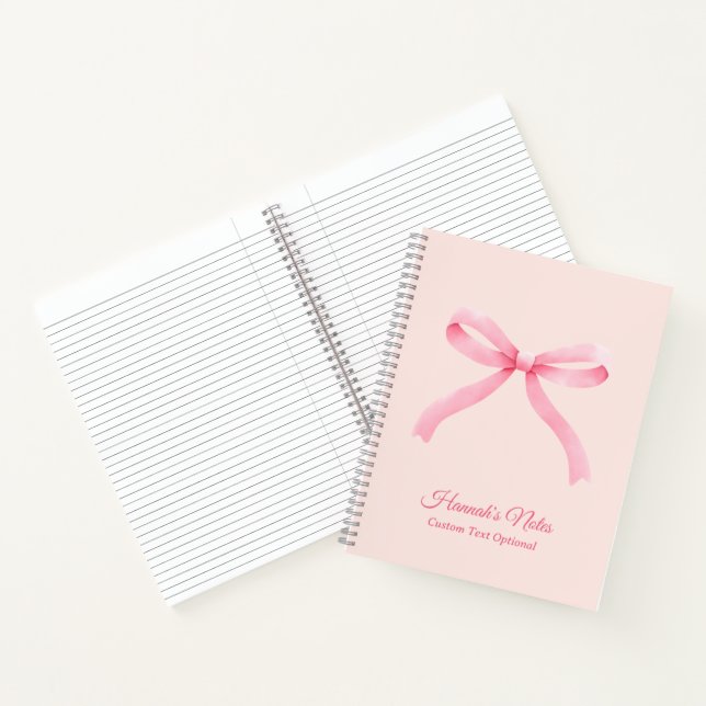Personalised Pink Bow Girly Coquette Notebook (Inside)