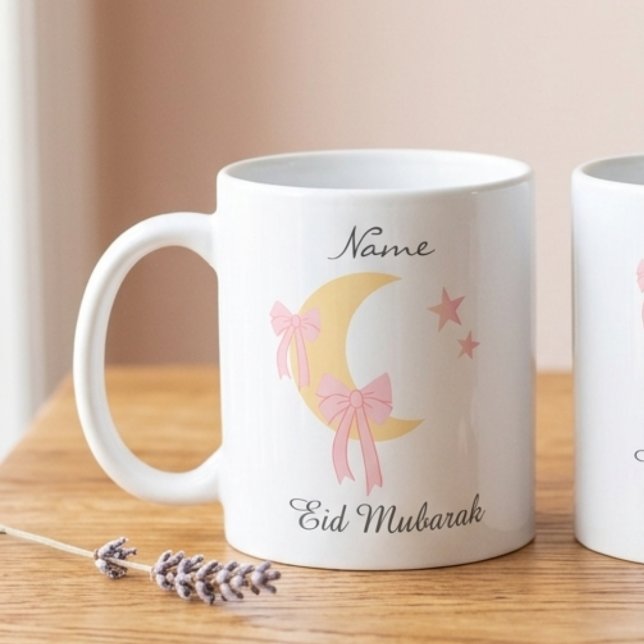 Personalised Pink Bow Moon Eid Coffee Mug (Creator Uploaded)