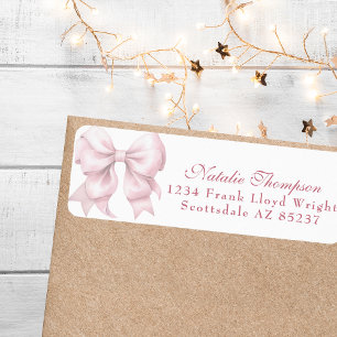 Personalised Pink Bow Return Mailing Address Label