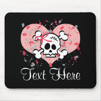 Personalised Pink Bow Skull Mousepad